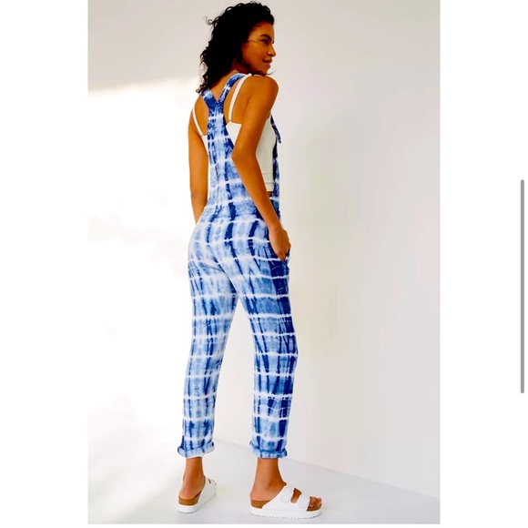 Cloth & Stone Anthropologie Asta Tie Dye Jumpsuit Romper Size XS Blue White - Picture 2 of 6